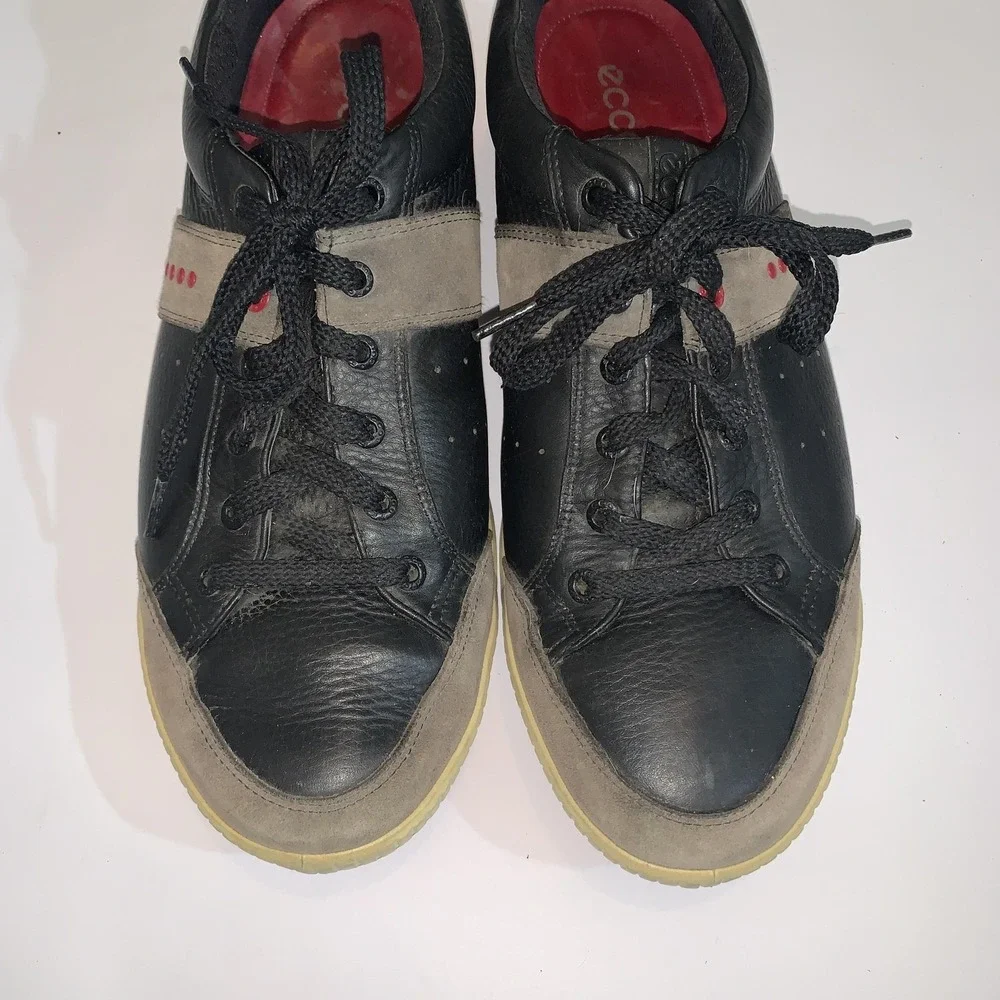 ECCO Golf Shoes Mens 12 Black Leather  Street Retro Spikeless Sneakers EU 46